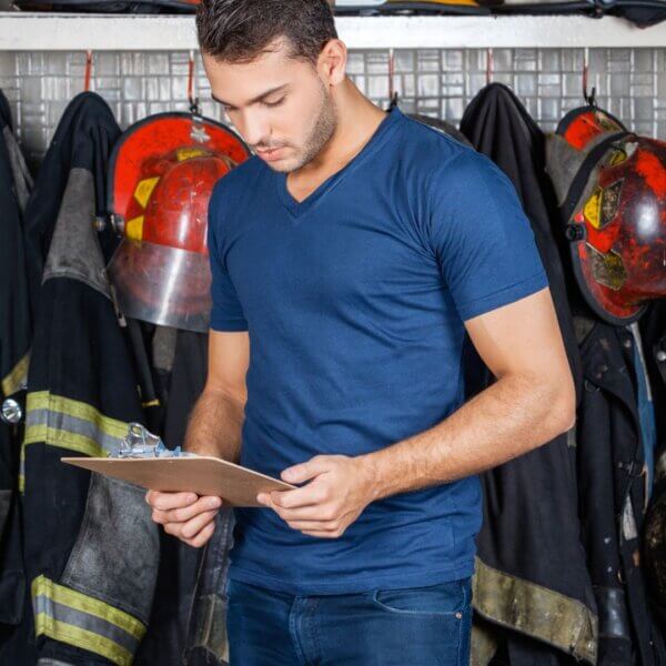 firefighter reading