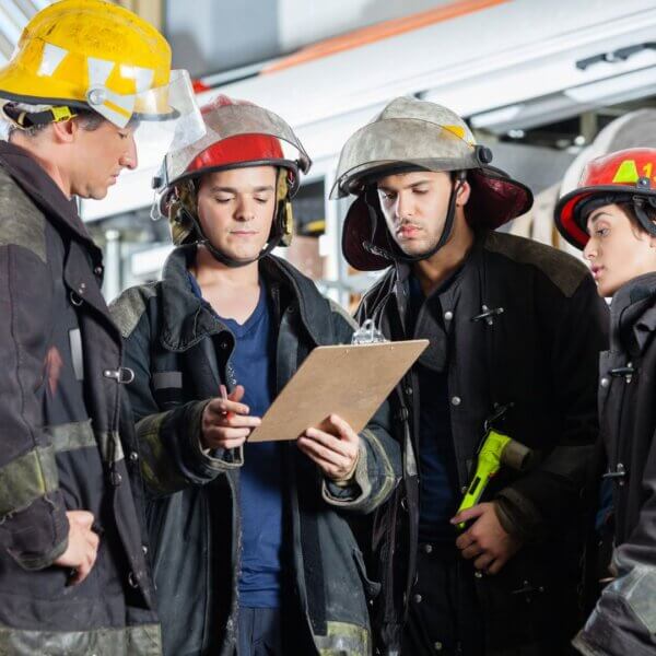 firefighters talking