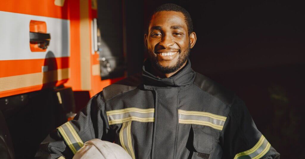 firefighter smiling
