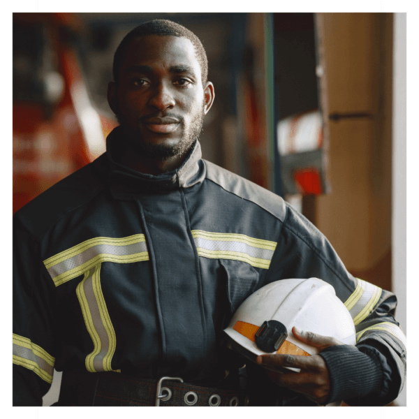 firefighter removed helmet