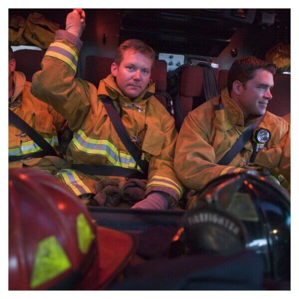 firefighters in truck