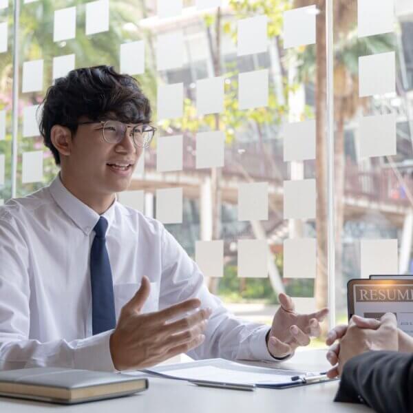a person interviewing