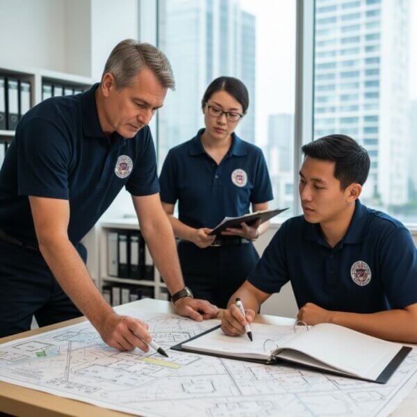 instructors coaching a firefighter candidate