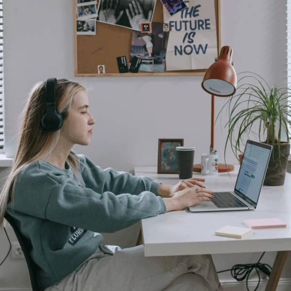 Women on computer working towards firefighting career